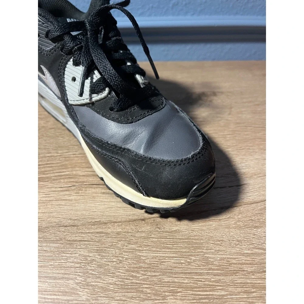 Nike Air Max 90 Kids Shoes Black Gray Youth‎ Size 3.5Y Casual Sneakers
